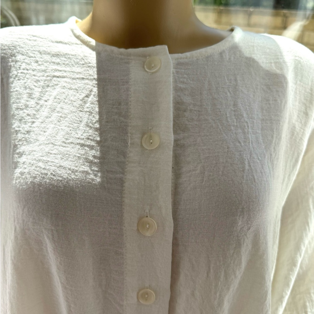Kedem Sasson Langelook White Linen One Size Top Tunic Blouse Off White EUC - Picture 3 of 11
